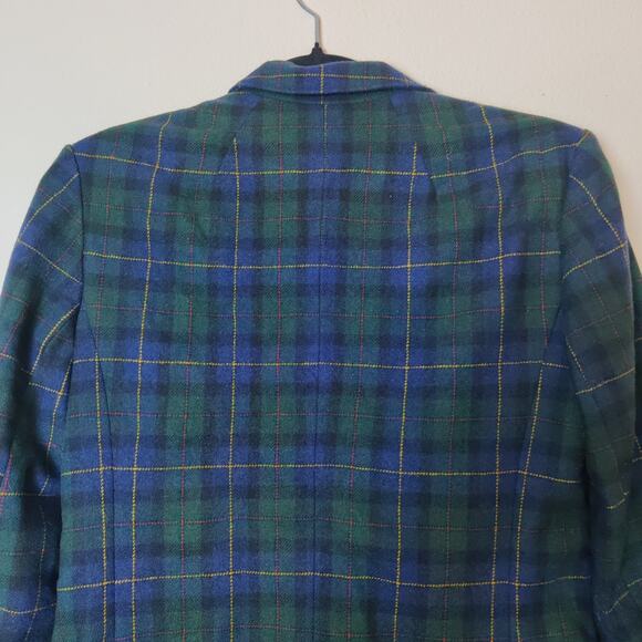 Vtg Pendleton Virgin Wool Tartan Plaid Schoolboy Prep Blazer 8 Academia Blue - Picture 5 of 11